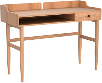 Vintage-style Desk with Scandinavian Flair, Computer or Laptop Desk, Writing Desk with Drawer and Open Storage Cubby, Small Space Dressing Table.