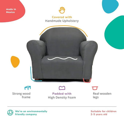 Keet Microsuede Children's Chair, Roundy, Charcoal 24x18x18 Inch (Pack of 1)