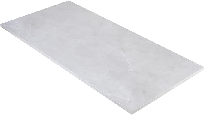 Kaboon Universal Tabletop 55"x27.5", Solid One-Piece Melamine Table Top, Double Desk L-Desk DIY, Home and Office Countertop, White Rock