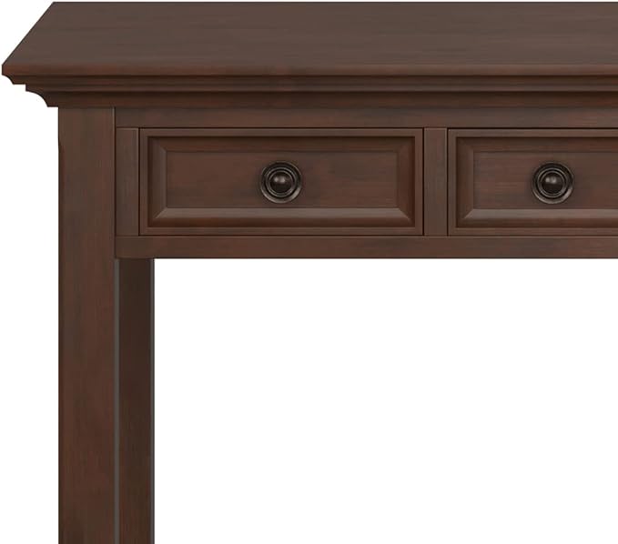 SIMPLIHOME Amherst SOLID WOOD Transitional 54 Inch Wide Desk in Russet Brown, For the Office Desk, Writing Table, Workstation and Study Table