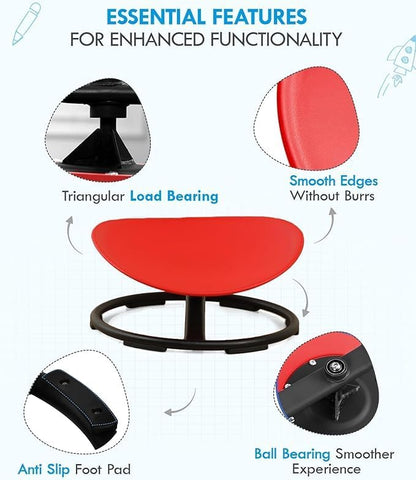Giggle & Play Kids Swivel Chair, Sensory Spinning Chair, Body Balance Physical Therapy Equipment, Autism Swivel Chair, Montessori Carousel Spinning Toy Chair - 360° Sit and Spin (Red)