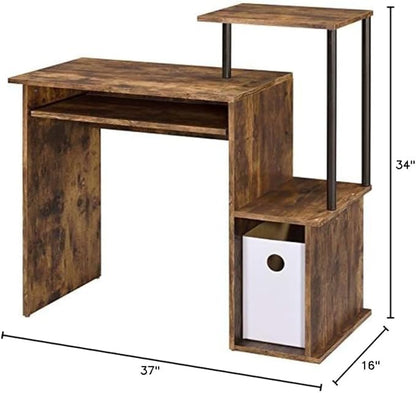 Acme Lyphre Wooden Top Computer Desk in Weathered Oak and Black