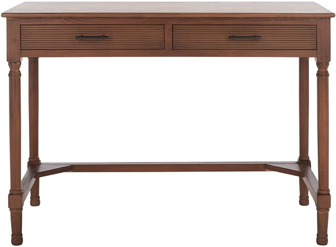 SAFAVIEH Home Collection Mckinlee Distressed White 2-Drawer Computer Office Desk Table DSK5704C, Brown