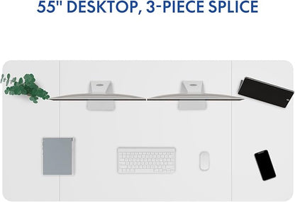 FLEXISPOT Electric Stand Up/ Standing Desk with 55 x 24 Splice Ergonomic Memory Controller Height Adjustable E150 (White Frame + 55" White Desktop)