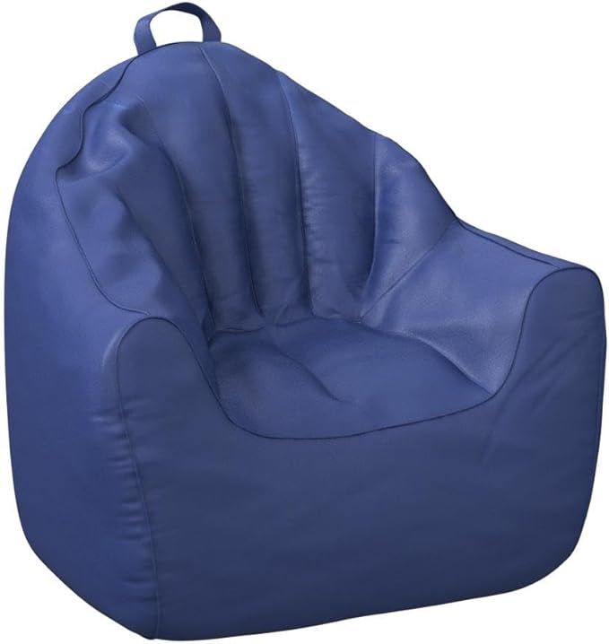 Posh Creations Structured Comfy Seat for Playrooms and Bedrooms, Large Bean Bag Chair, Malibu Lounge, Navy