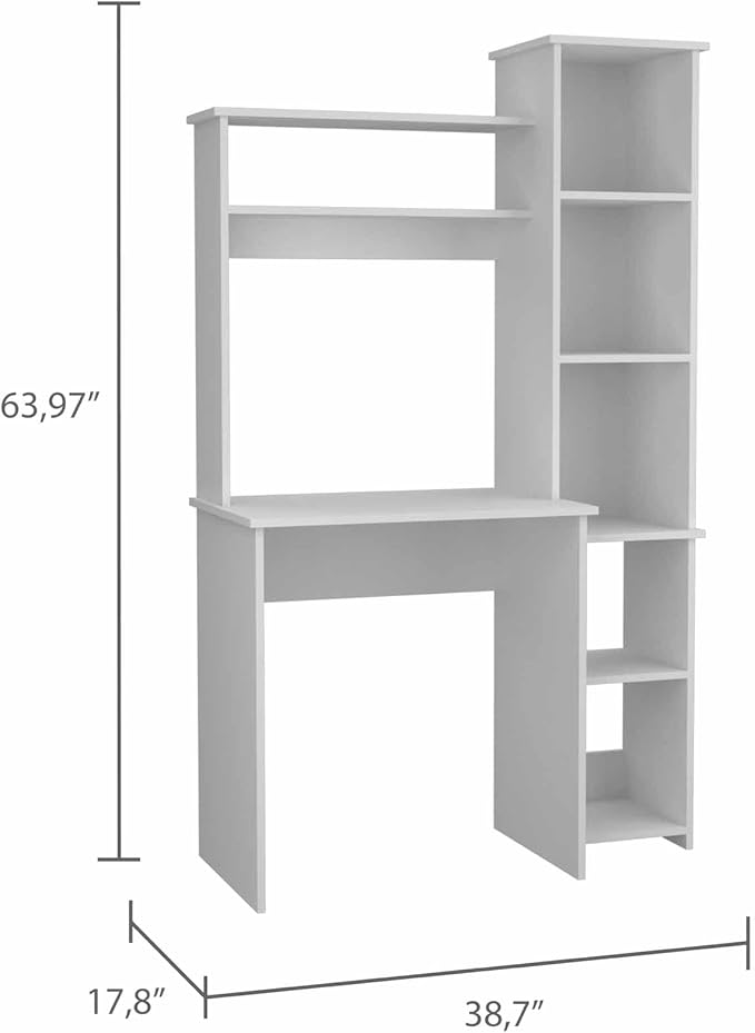 NicBex Laik-DW-00076-DX Desks, 38.7" W x 17.8" D x 63.9" H, White