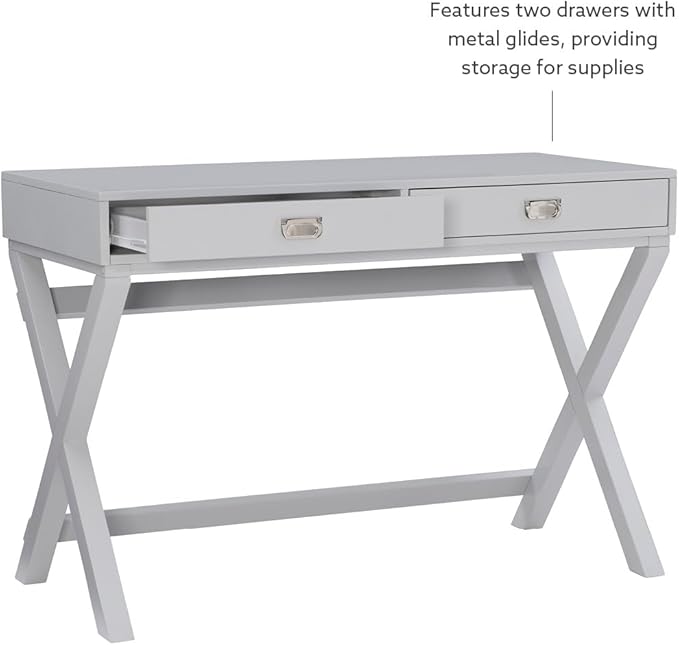 Linon Grey 2-Drawer Writing Jaycee Desk