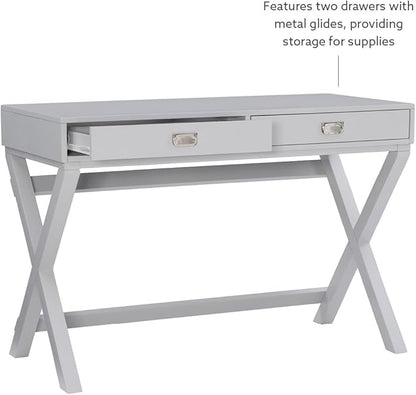 Linon Grey 2-Drawer Writing Jaycee Desk