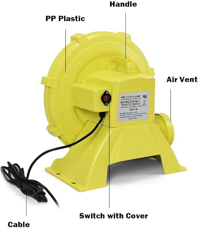 COSTWAY Bounce House Blower for Inflatable Bounce House Bouncy Castle,Yellow/Green