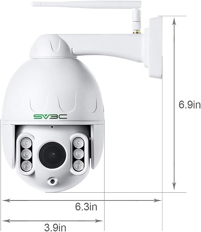 SV3C 1080P Outdoor PTZ WiFi Camera, ONVIF Security IP Camera with Auto Tracking, 197ft HD Night Vision, 5X Optical Zoom, Two-Way Audio, Waterproof, Compatible with Blue Iris, SD Card Slot, CamHiPro