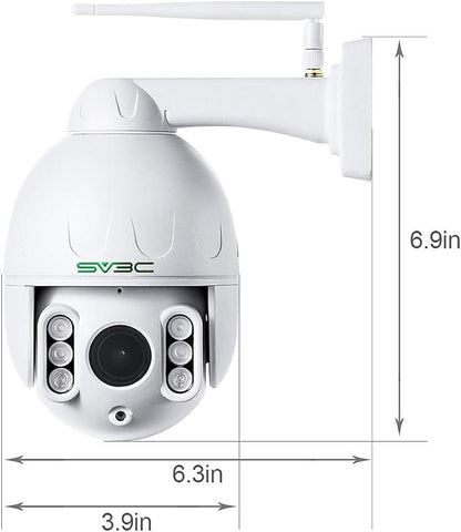 SV3C 1080P Outdoor PTZ WiFi Camera, ONVIF Security IP Camera with Auto Tracking, 197ft HD Night Vision, 5X Optical Zoom, Two-Way Audio, Waterproof, Compatible with Blue Iris, SD Card Slot, CamHiPro