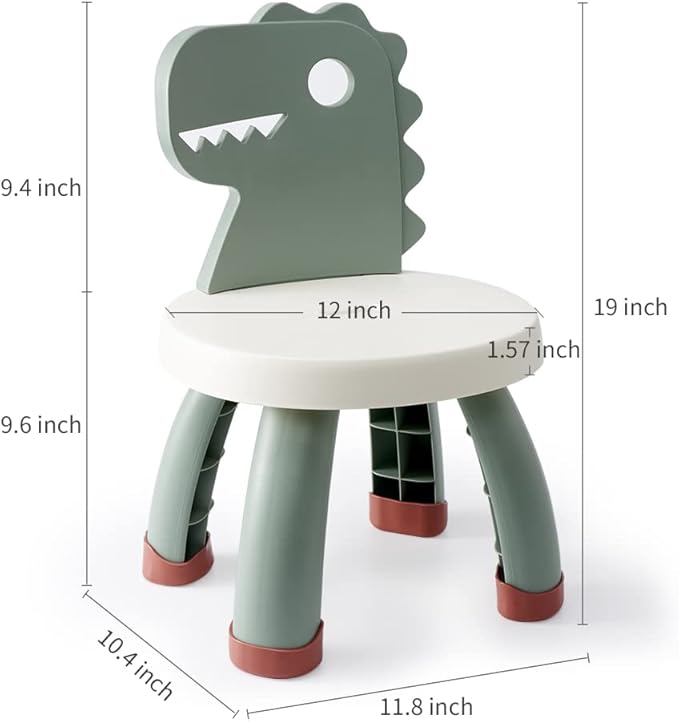 Toddler Chair,Plastic Kids Dino Chair,Sturdy Durable and Lightweight Toddler's Activity Chairs,Anti-Slip Ergonomic Design kids step stool,Indoor or Outdoor Use for Boys Girls Aged 1+ (Green)