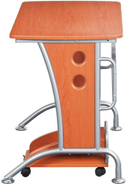 TECHNI MOBILI Modern Computer Desk With Mobile CPU Caddy. Color: Dark Honey
