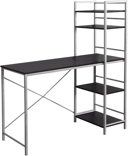 Monarch Specialties Study Workstation with 4 Bookshelves-Home & Office Computer Desk with 4 Tier, 48", Cappuccino