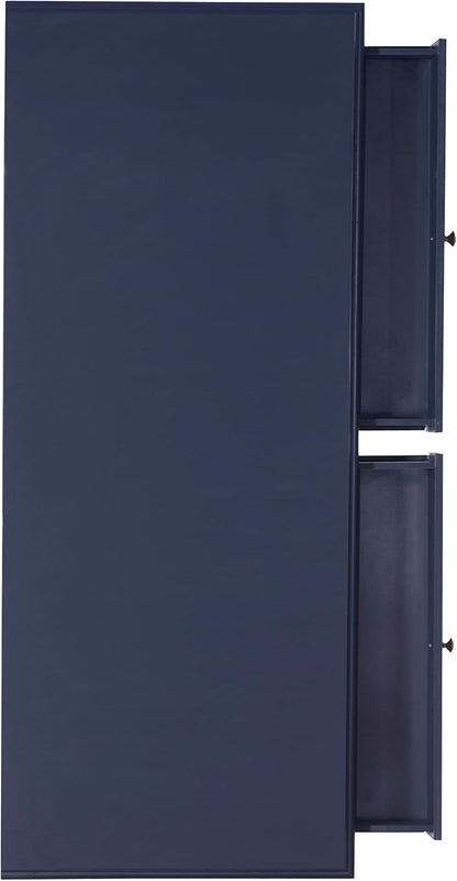 Linon Campaign Desk Navy with Gold Legs, Blue