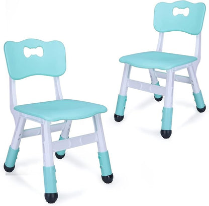 Adjustable Kid Chairs Indoor 3 Level Adjustable Suitable for Children Age 2-6. Maximum load-bearing 220LBS Suitable for Family Classroom and Nursery Child Seat Set (2-Pack-Mint Green)