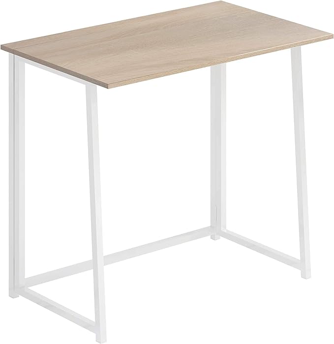 4NM 31.5" Folding Desk, Simple Assembly Computer Desk Study Writing Table for Small Space Offices/Home - Natural and White