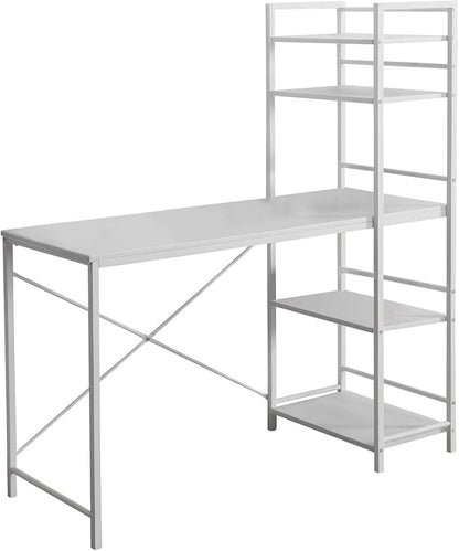 Monarch Specialties Study Workstation with 4 Bookshelves-Home & Office Computer Desk with 4 Tier, 48", White