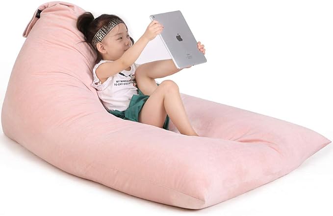 Jorbest Stuffed Animal Storage Bean Bag Chair for Kids and Adults, Luxury Velvet Stuffed Animal Bean Bag Storage, Cover Only(Sweet Pink 200L/52 Gal)