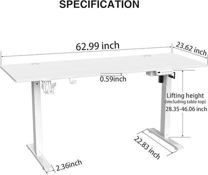 63'' x 24'' Electric Height Adjustable Stand up Desk Home Office Ergonomic Computer Workstation