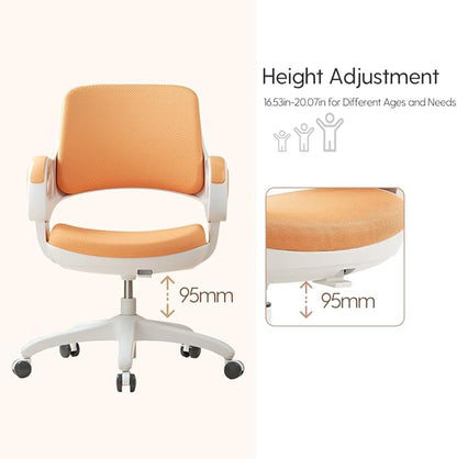 TIANFUSTAR Kids Desk Chair, Height Adjustable Children Study Chair, Ergonomics Student Chair, Child Computer Chair for Boys Girls Age 4-14, Orange