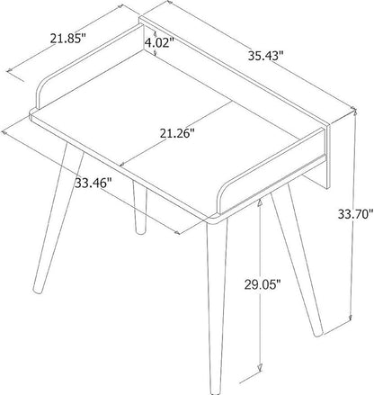 Manhattan Comfort Hampton Mid Century Modern Home Office Computer Desk Table, 35.43, White