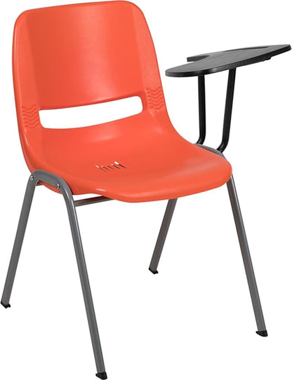 Flash Furniture Orange Ergonomic Shell Chair with Left Handed Flip-Up Tablet Arm