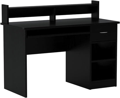 OneSpace Essential Computer Desk, Hutch with Pull-Out Keyboard, Black