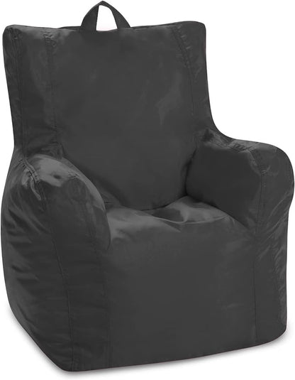 Posh Creations Structured Comfy Bean Bag Chair for Gaming, Reading, and Watching TV, Pasadena Chair, Microsuede - Charcoal Gray