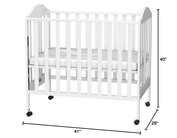 3 in 1 Portable Folding Stationary Side Crib with Dream On Me 3 Portable Crib Mattress, White