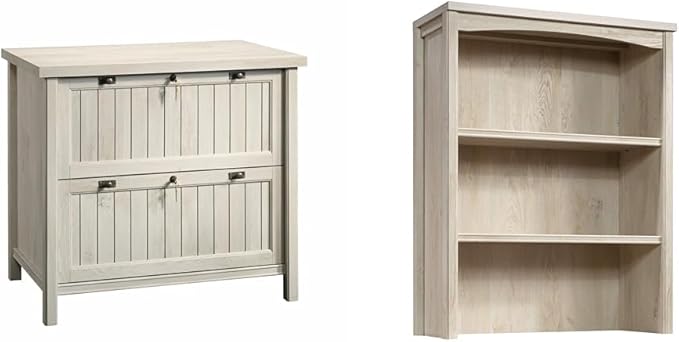 Sauder Costa Lateral File and Library Hutch Bundle, Chalked Chestnut