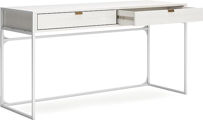 Signature Design by Ashley Deznee Modern Home Office Desk with 2 Drawers, White
