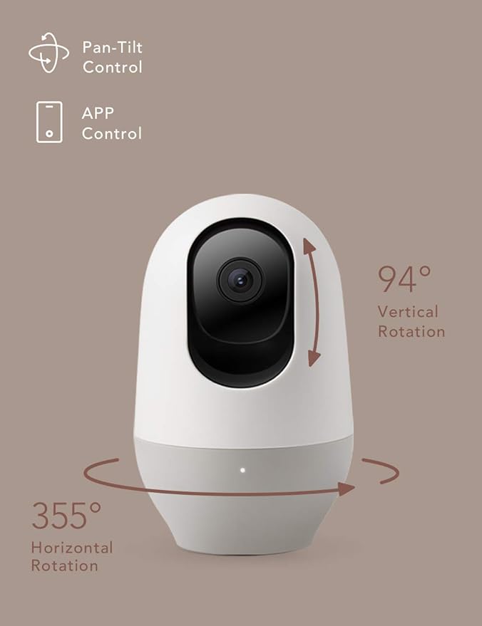 nooie Baby Monitor, WiFi Pet Camera Indoor, 360-degree IP Camera, 1080P Home Security Camera, Motion Tracking, Super IR Night Vision, Works with Alexa, Two-Way Audio, Motion & Sound Detection