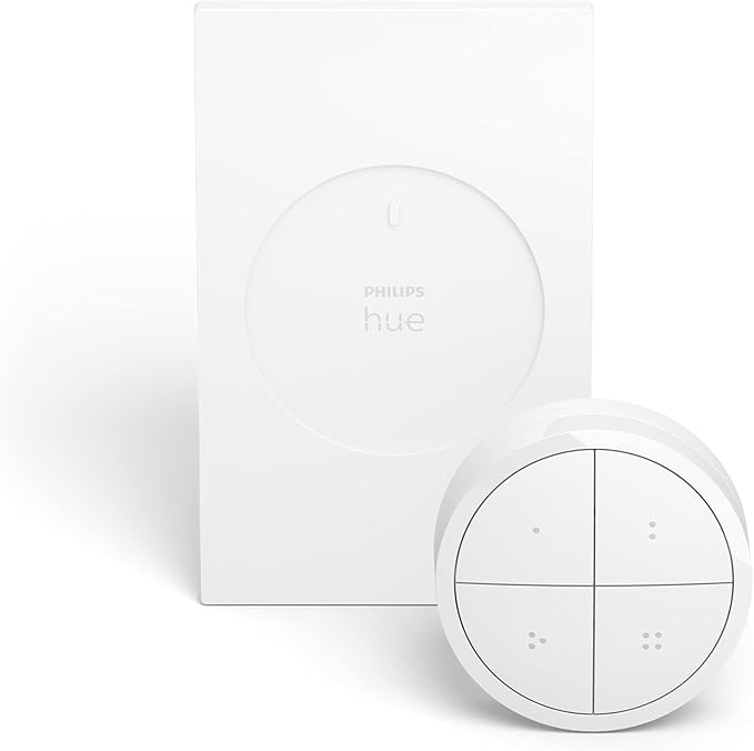 Philips Hue Wall Tap Dial Light Switch, Portable, White - 2 Pack - Requires Hue Lights and Hue Bridge - Smart Home - Easy, No-Wire Installation