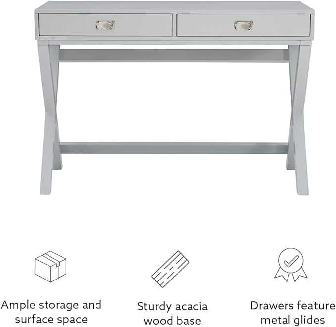 Linon Grey 2-Drawer Writing Jaycee Desk