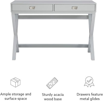 Linon Grey 2-Drawer Writing Jaycee Desk