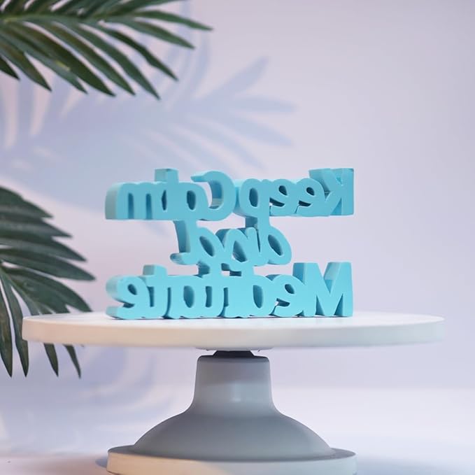 NUKKAD TALES Keep Calm and Meditate Blue Aesthetic Table Decor - Ideal for Home or Office Desk, Shelf. Quirky Room Decoration Showpiece, Birthdays, Corporate Gifts, Inspirational Wall Decor.
