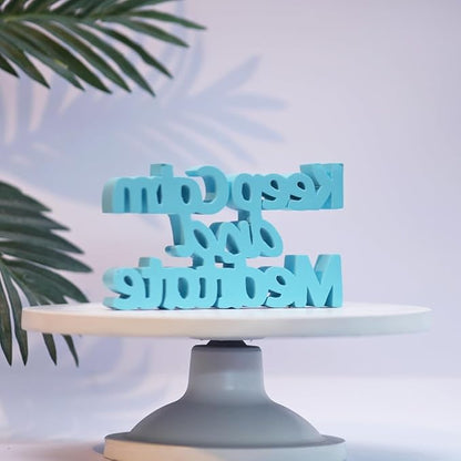 NUKKAD TALES Keep Calm and Meditate Blue Aesthetic Table Decor - Ideal for Home or Office Desk, Shelf. Quirky Room Decoration Showpiece, Birthdays, Corporate Gifts, Inspirational Wall Decor.