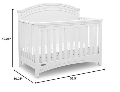 Delta Children Simmons Kids SlumberTime Emma 4-in-1 Convertible Baby Crib N More - Greenguard Gold Certified, Bianca White