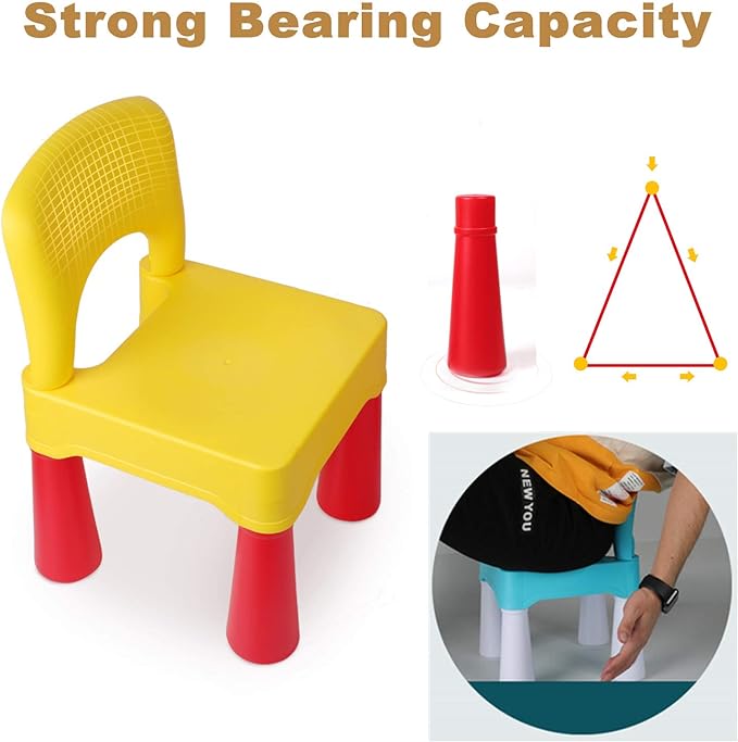 burgkidz Plastic Toddler Chair, Durable and Lightweight, 9.3" Height Seat, Indoor or Outdoor Use for Boys Girls for 18+ Months (Yellow)