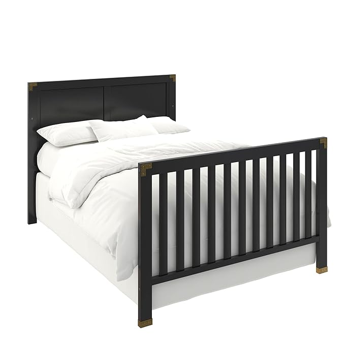 Baby Relax Miles 5-in-1 Convertible Crib, Solid Pine Wood, Black