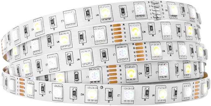 BTF-LIGHTING 5050 RGBW RGB+Cool White(6000K-7000K) 150RGB+150White LED Tape Light 5m 16.4ft 60LED/m Multi-Colored IP30 10mm Width FPCB DC12V for Bedroom Home Decoration(No Adapter or Controller)