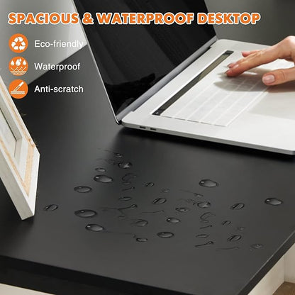 Computer Desk Home Office Desk 47 Inch Writing Desks Small Space Desk Study Table Modern Simple Style Work Table Student Desk PC Table with Storage Bag Headphone Hook Metal Frame for Home, Bedroom