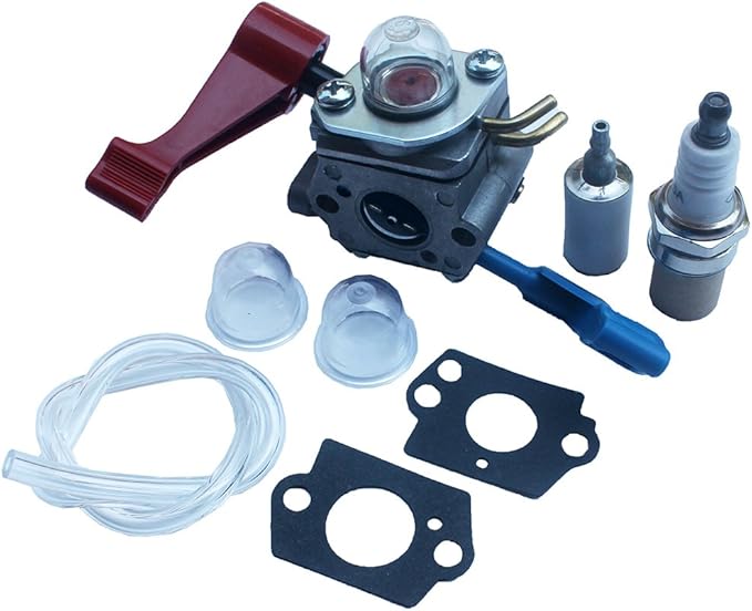 kipa Carburetor with Fuel line Spark plug Gasket kit for Poulan FL1500 FL1500LE Weedeater Sears Craftsman Leaf Blower Replace ZAMA C1U-W12B C1U-W12A Replace Husqvarna OEM # 530071629