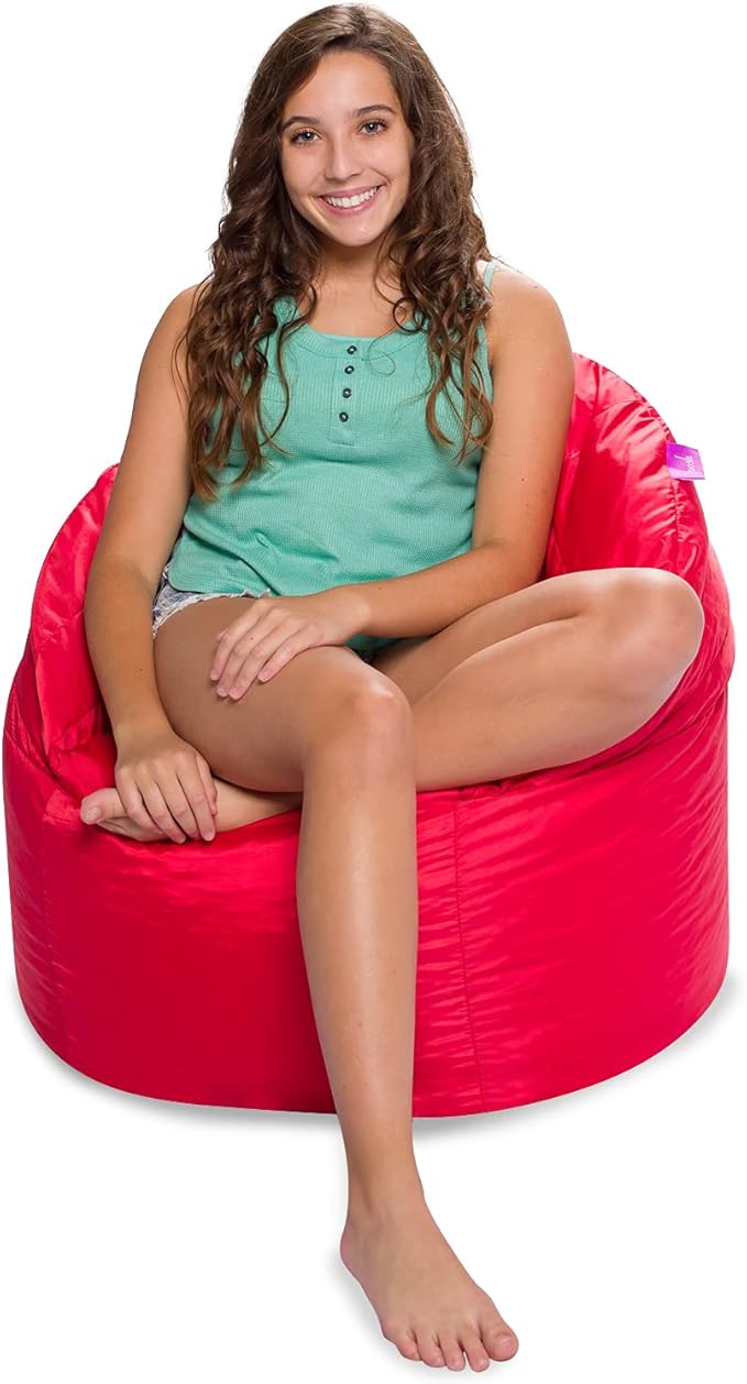 Posh Creations Structured Comfy Seat for Playrooms and Bedrooms, Large Bean Bag Chair, Sonoma Lounger, Red
