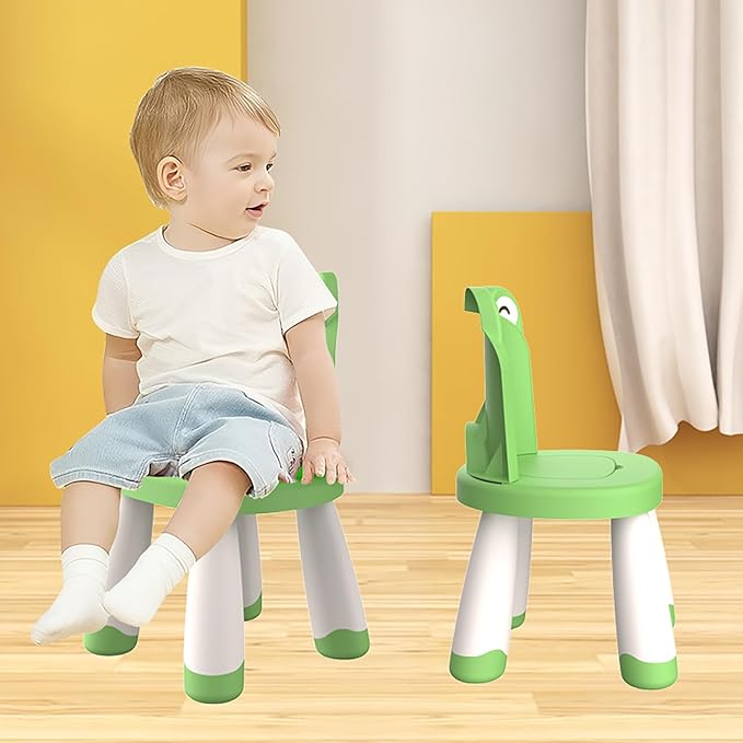 Kids Plastic Chair, Durable and Lightweight Kids Chair,11" H Seat, Indoor or Outdoor Use for Toddlers Boys Girls Birthday Gifts (Green)