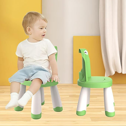Kids Plastic Chair, Durable and Lightweight Kids Chair,11" H Seat, Indoor or Outdoor Use for Toddlers Boys Girls Birthday Gifts (Green)