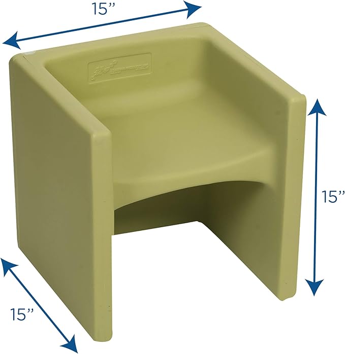 Children's Factory Cube Chair for Kids, Flexible Seating Classroom Furniture for Daycare/Playroom/Homeschool, Indoor/Outdoor Toddler Chair, Fern (CF910-014)
