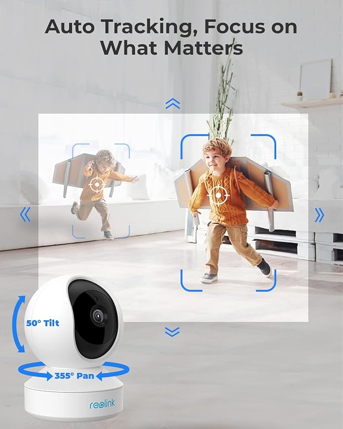 REOLINK E1 Pro Indoor Security Camera, 4MP Plug-in Pet Camera Support 2.4/5 GHz WiFi, 360 Degree Baby/Dog Monitor with Auto Tracking, Person/Pet Detection, Night Vision, 2 Way Audio, Local Storage