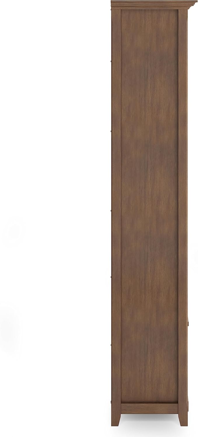 SIMPLIHOME Amherst SOLID WOOD 30 Inch Wide Transitional 5 Shelf Bookcase in Rustic Natural Aged Brown, for The Living Room, Study Room and Office